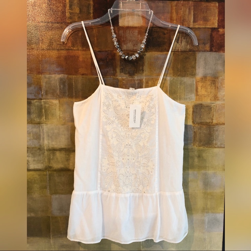 BANANA REPUBLIC White Sleeveless Peplum Top NWT